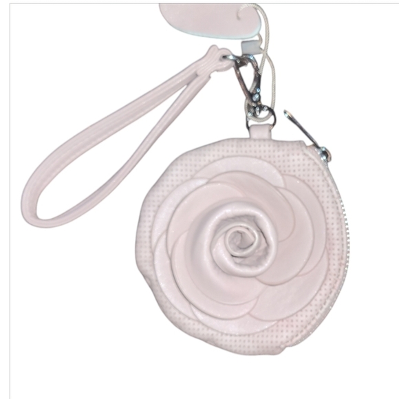 Pink Clutch,Wristlet Coin Purse 👛 Rose🌹 Floral Accent and cosmetic bag - Picture 4 of 6